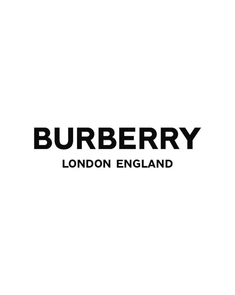 The Burberry logo in bold black capitals with "LONDON ENGLAND" beneath, like Epoxy Flooring Contractor Bohemia, NY.