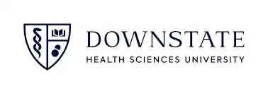 The Downstate Health Sciences University logo, NY, displays a shield with a caduceus and open book.