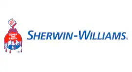 Sherwin-Williams logo shows red paint poured over a globe—trusted by Epoxy Flooring Contractor Bohemia, NY.