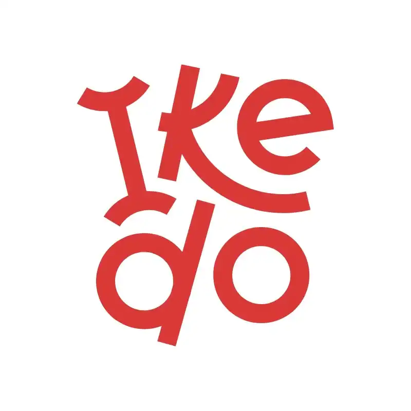 Red, curved "Ikedo" lettering on white showcases NY Epoxy Flooring Contractor Bohemia branding.